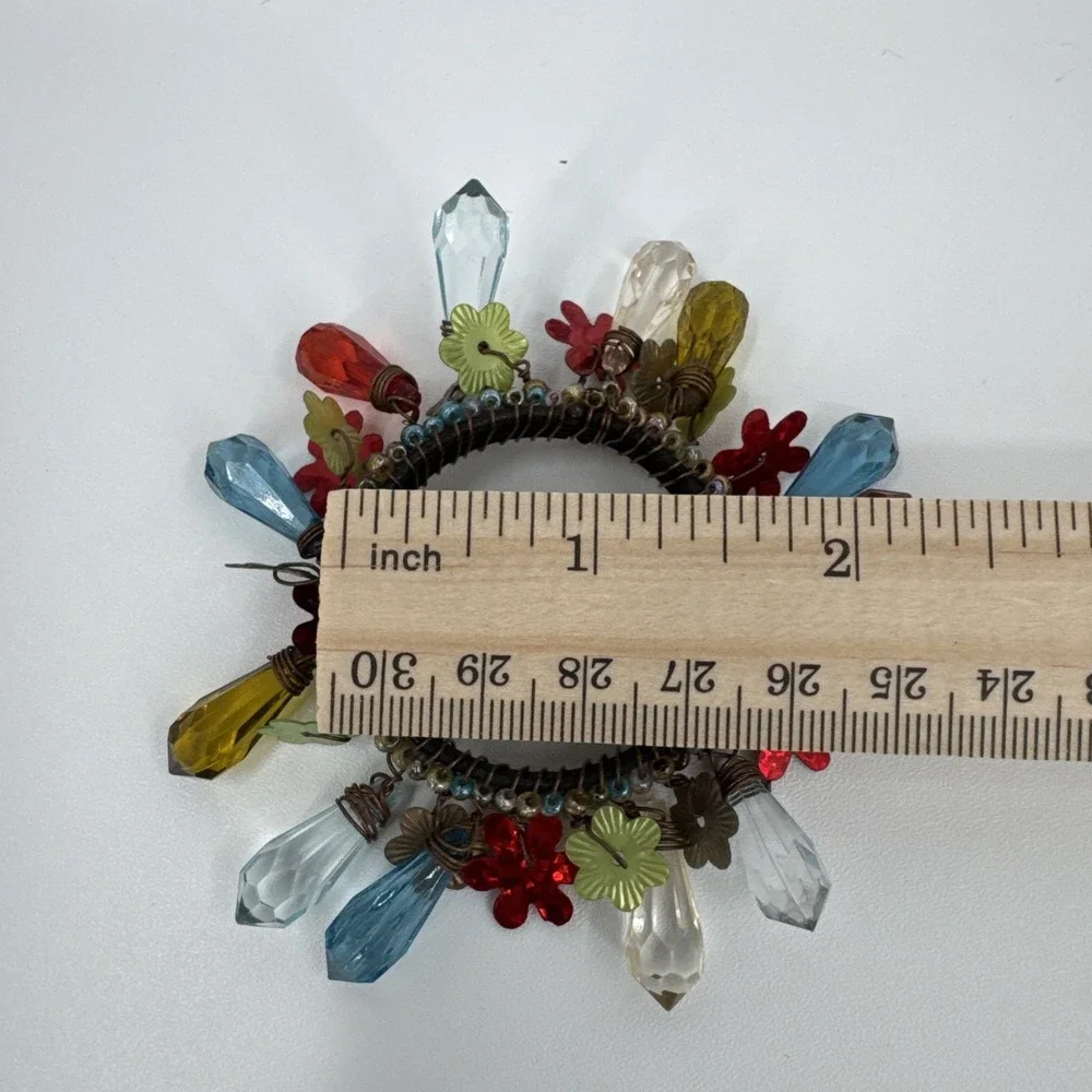 VTG Pier One Floral Springtime Beaded‎ Napkin Rings Set of 12 Boho Floral Modern